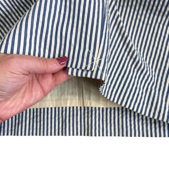 J Crew Seersucker Striped Blue and White Women's Skirt Zip Back 100% Cotton Sz 4 - Picture 3 of 7
